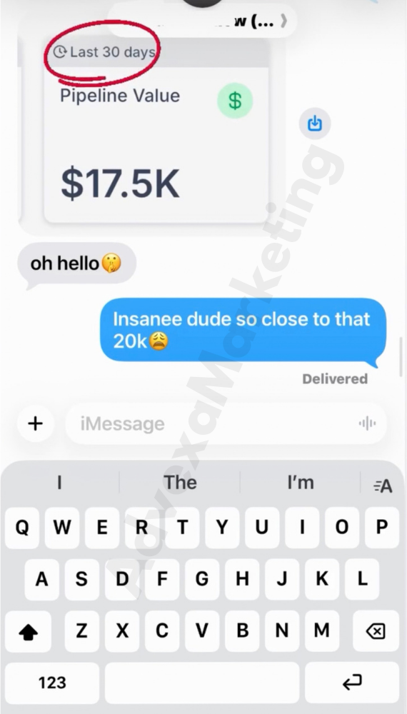 Client message showing $17,500 in pipeline value